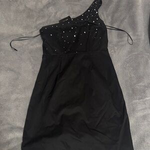 Express Black One-Shoulder Mini Dress